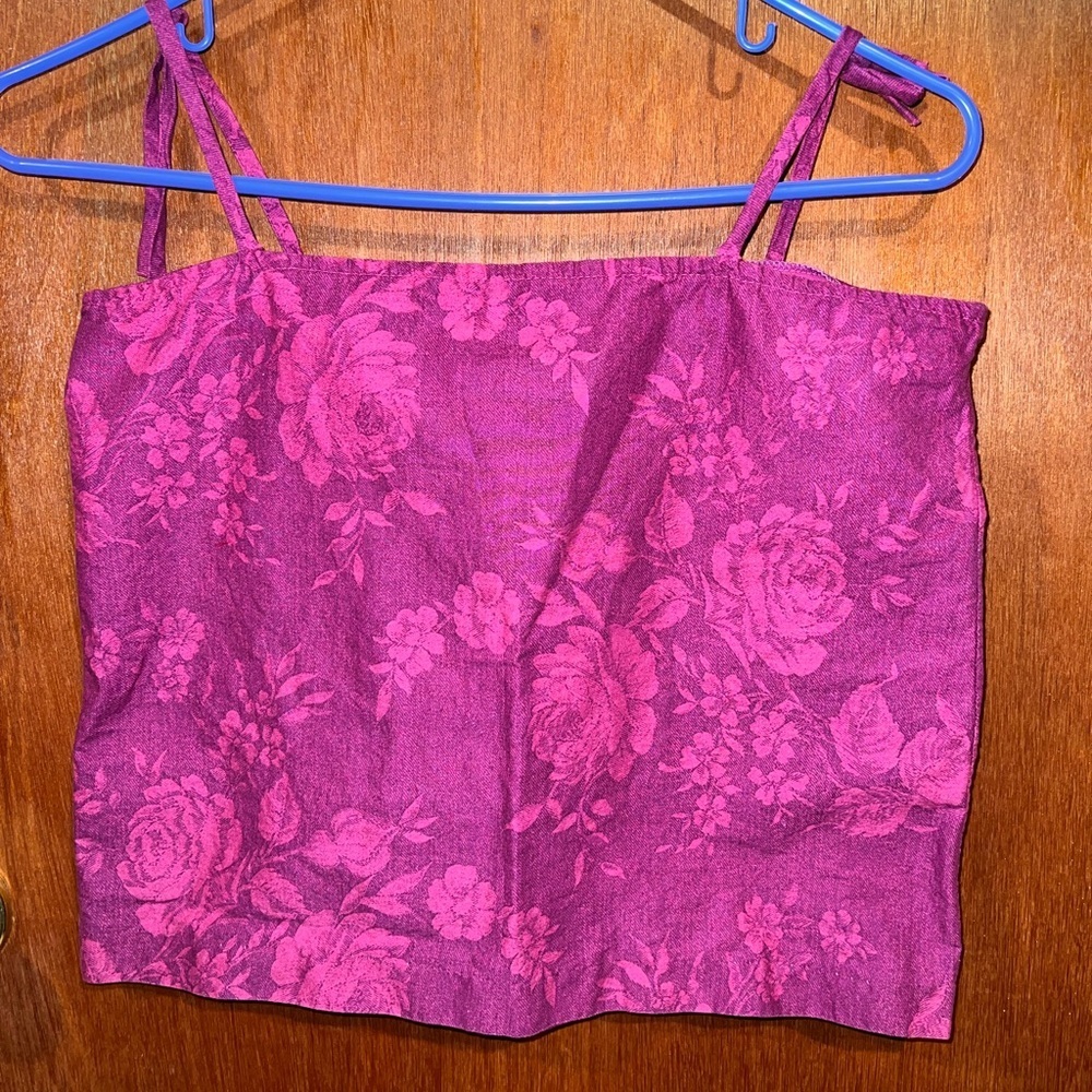 Floral-Textured Magenta Camisole Tank Top